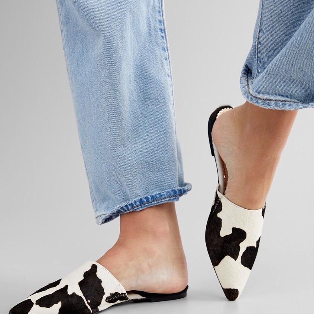 Cow Print Faux Suede Mule - Picture 12 of 15